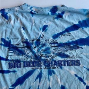 Big Blue Charters Blue Tie Dye Short Sleeve TShirt vintage
